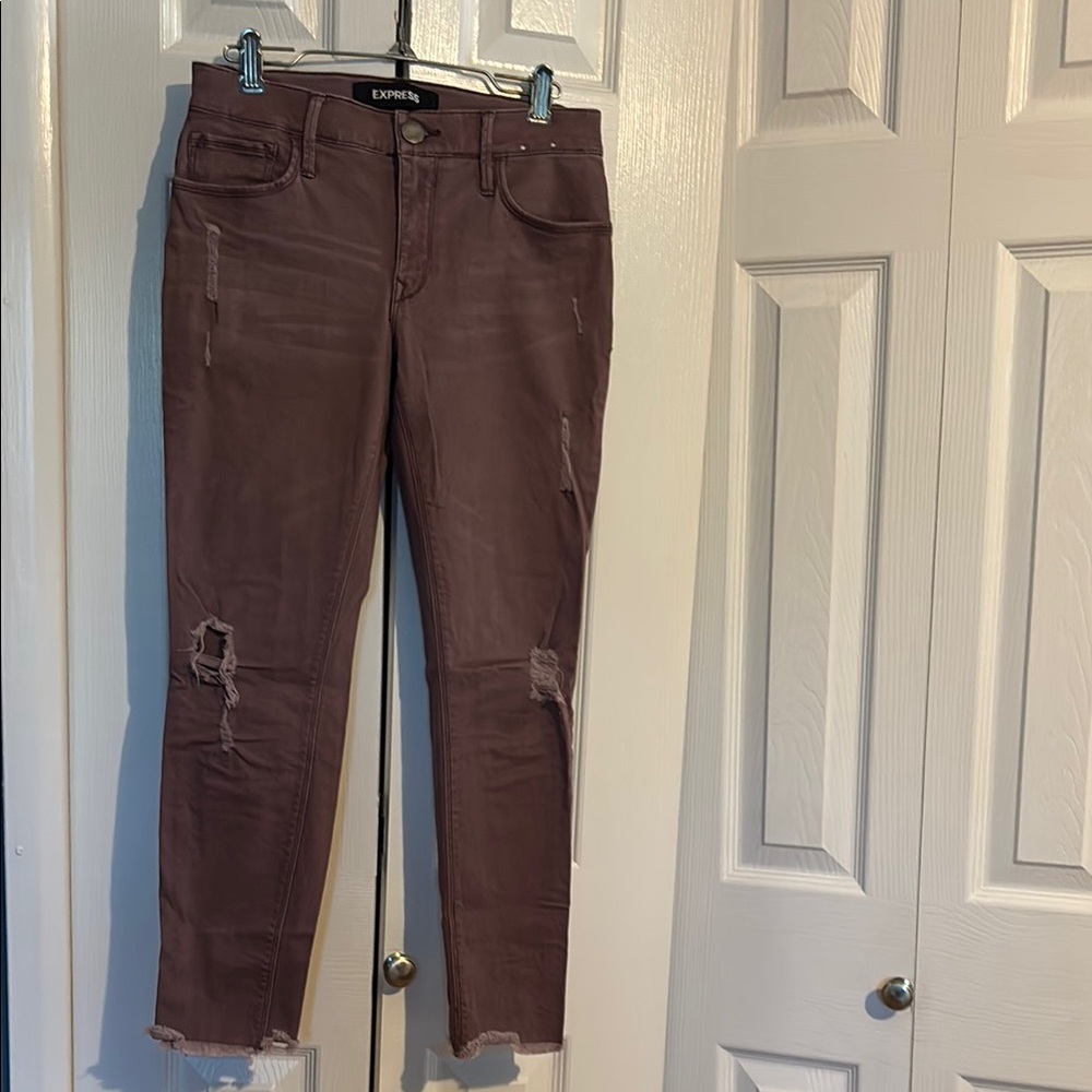 Express mid rise ankle legging jeans in dusty rose size 0P petite NWOT